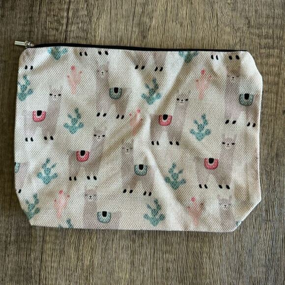 Canvas Makeup Bag LLAMA Bag NEW Boho Travel Case CP111 - Picture 1 of 3